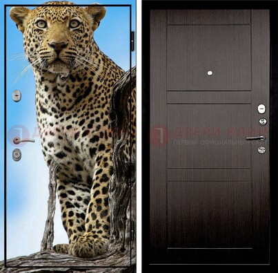 Железная дверь с рисунком гепарда снаружи ДФ-27 в Железнодорожном