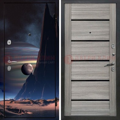 Стальная дверь с фотопечатью космоса ДФ-49 в Железнодорожном