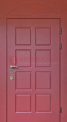Красная стальная дверь с верхней фрамугой ДФГ-13 в Железнодорожном