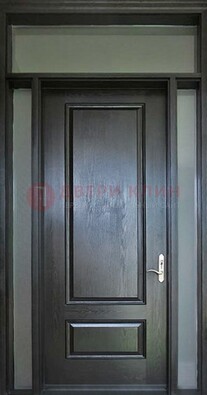Черная металлическая дверь с фрамугами и стеклом ДФГ-24 в Железнодорожном