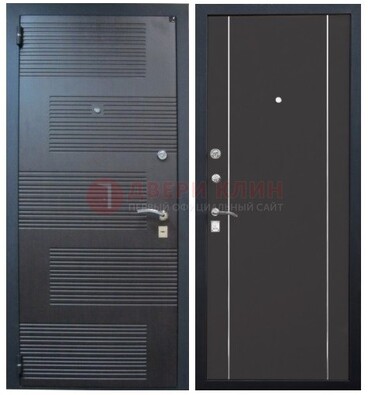 Темная металлическая дверь с МДФ ДМ-105 в деревянный дом в Железнодорожном