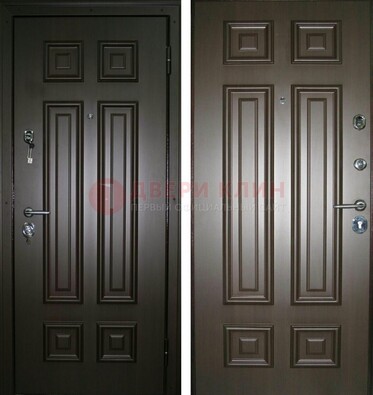 Темная металлическая дверь с МДФ ДМ-136 в квартиру в Железнодорожном