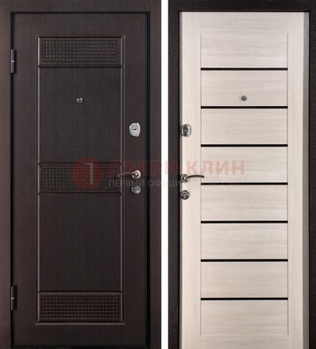 Темная стальная дверь с МДФ ДМ-147 для улицы в Железнодорожном