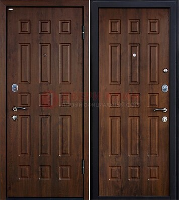 Коричневая металлическая дверь с МДФ ДМ-156 для квартиры в Железнодорожном