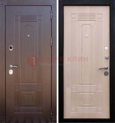 Коричневая входная дверь с МДФ ДМ-173 для кирпичного дома в Железнодорожном