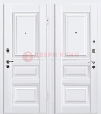 Белая металлическая дверь с МДФ ДМ-179 в Железнодорожном