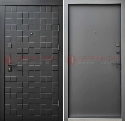 Темная стальная филенчатая дверь с МДФ ДМ-221 в Железнодорожном