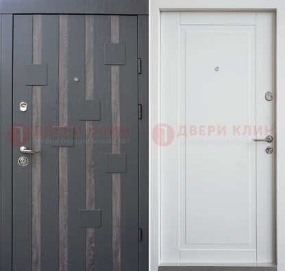 Темная металлическая дверь c белом МДФ внутри ДМ-231 в Железнодорожном