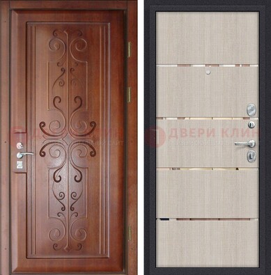 Металлическая дверь с панелями МДФ и вставками ДМ-358 в Щербинке