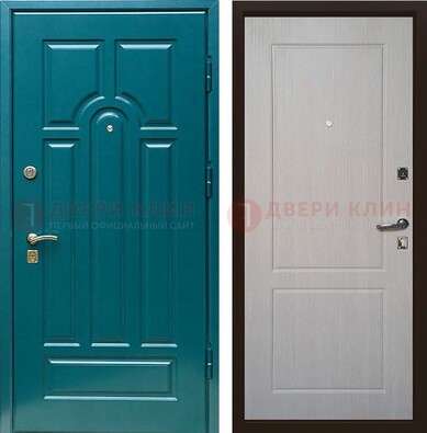 Синяя железная дверь с МДФ в квартиру ДМ-396 в Йошкар-Оле