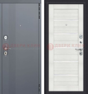 Железная дверь с серой и белой МДФ ДМ-462 в Луховицах