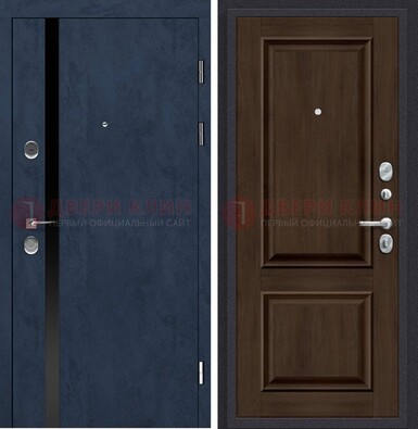 Синяя входная дверь МДФ с обеих сторон ДМ-473 в Железнодорожном