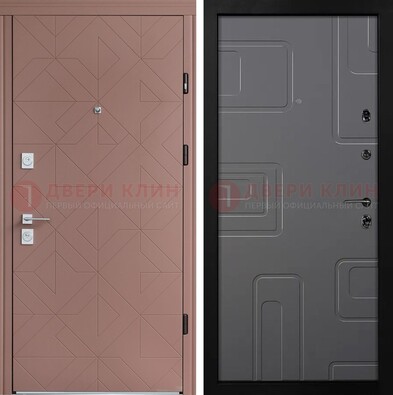 Красная стальная дверь в квартиру с МДФ хайтек ДМ-493 в Железнодорожном