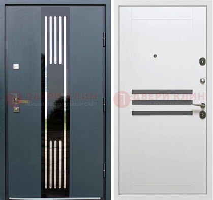 Темная квартирная дверь с разными МДФ ДМ-504 в Железнодорожном