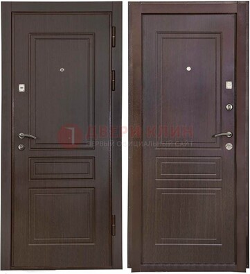 Антивандальная коричневая железная дверь с МДФ ДМ-61 в Железнодорожном