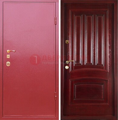Красная металлическая дверь с порошковым напылением ДП-165 в Железнодорожном
