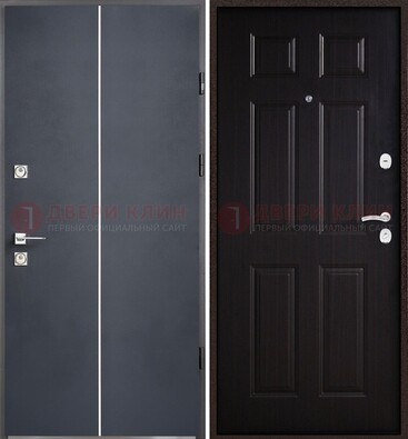 Железная дверь с порошковым покрытием и отделкой Темный орех внутри ДП-211 в Железнодорожном
