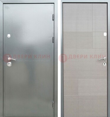 Металлическая серая дверь с порошковым покрытием и серым МДФ внутри ДП-250 в Железнодорожном