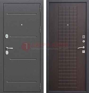 Металлическая дверь с порошковым покрытием и МДФ Махагон ДП-254 в Железнодорожном