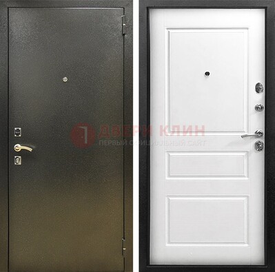 Входная дверь Темное серебро с порошковым напылением и белой МДФ ДП-272 в Железнодорожном