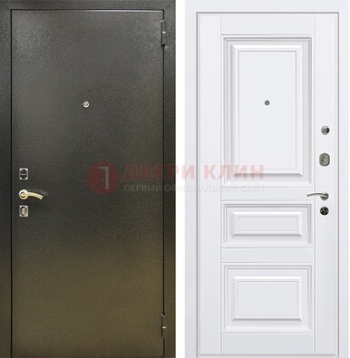 Железная темно-серая дверь с порошковым напылением и белой МДФ ДП-274 в Железнодорожном
