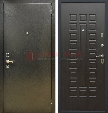 Темно-серая железная дверь с порошковым покрытием и МДФ Венге ДП-287 в Железнодорожном