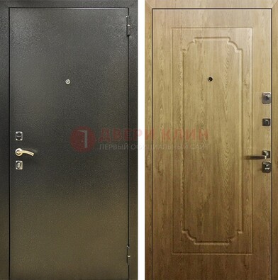 Темно-серая входная дверь с порошковым покрытием и МДФ Золотой дуб ДП-291 в Железнодорожном