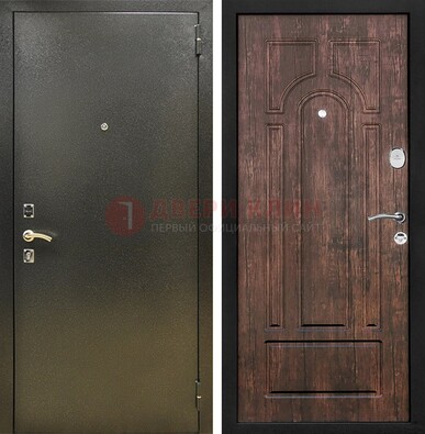Темно-серая металлическая дверь с порошковым покрытием и МДФ коричневая ДП-292 в Железнодорожном