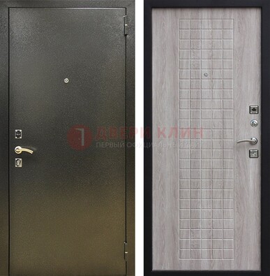 Железная темная дверь с порошковым покрытием и филенчатой МДФ ДП-297 в Железнодорожном