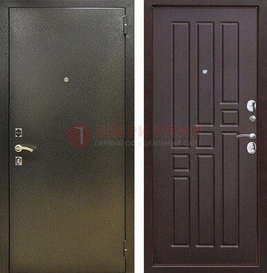 Входная темно-серая дверь с порошковым напылением и коричневой МДФ ДП-301 в Железнодорожном