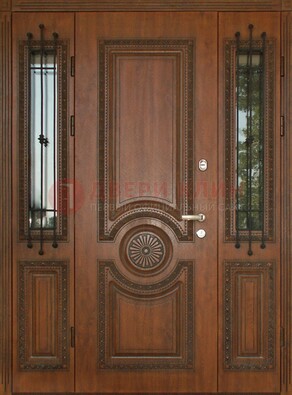 Парадная распашная стальная дверь Винорит со стеклом ДПР-106 в Железнодорожном