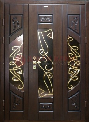 Парадная дверь со стеклом и ковкой ДПР-1 в каркасный дом в Кингисеппе