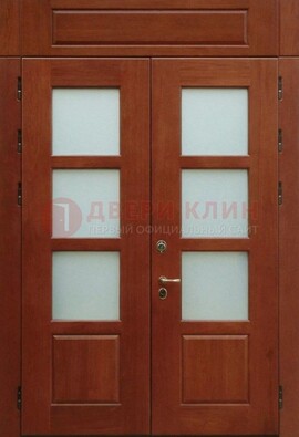 Металлическая парадная дверь со стеклом ДПР-69 для загородного дома в Железнодорожном