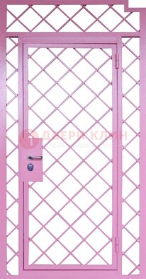 Розовая металлическая решетчатая дверь ДР-15 в Железнодорожном
