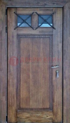 Металлическая дверь с Виноритом со стеклом и ковкой под старину ДСК-209 в Железнодорожном