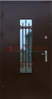 Надежная металлическая дверь со стеклом и ковкой ДСК-47 в Железнодорожном