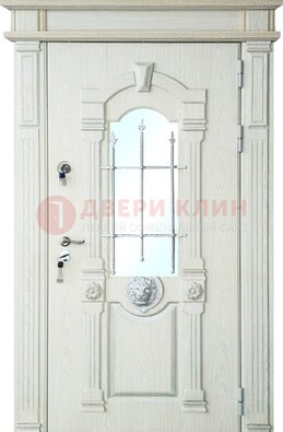 Герметичная входная дверь со стеклом и ковкой с украшением ДСК-64 в Железнодорожном