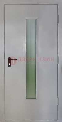 Белая металлическая противопожарная дверь со стеклянной вставкой ДТ-2 в Железнодорожном