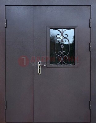 Тамбурная дверь Порошок со стеклом и ковкой ДТМ-48 в Железнодорожном