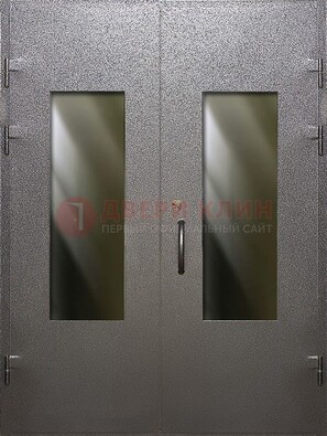 Серая тамбурная дверь со стеклянными вставками ДТМ-8 в Железнодорожном
