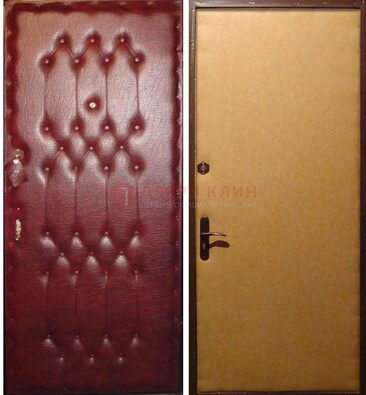 Бордовая металлическая дверь с винилискожей ДВ-1 в Железнодорожном