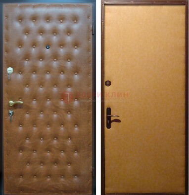 Желтая железная дверь с винилискожей ДВ-2 в Железнодорожном