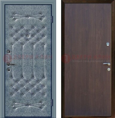 Серая металлическая дверь с винилискожей ДВ-35 в Железнодорожном