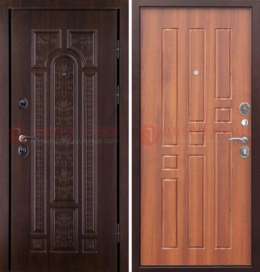 Темная металлическая дверь с виноритом и узором ДВТ-224 в Железнодорожном