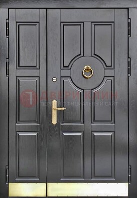 Черная металическая дверь с виноритом для дома ДВТ-241 в Железнодорожном