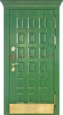 Входная зеленая дверь с виноритом для коттеджа ДВТ-249 