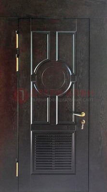 Входная темная дверь винорит с решеткой ДВТ-250 в Железнодорожном