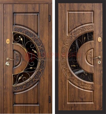 Металлическая дверь с виноритом и панелью Золотой Дуб ДВТ-71 в Железнодорожном