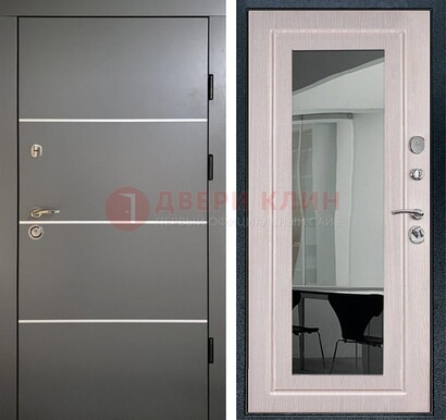 Черная металлическая дверь с зеркалом ДЗ-12 в Щелково