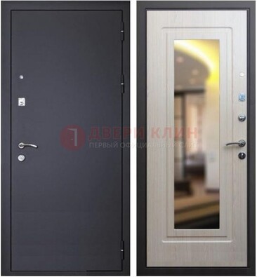Черная металлическая дверь с зеркалом ДЗ-26 в Железнодорожном